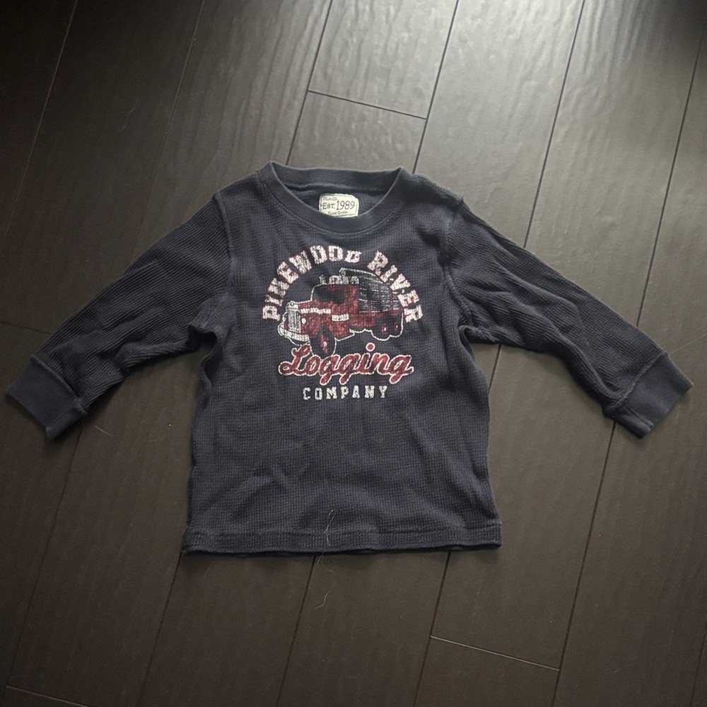The Children's Place Charcoal Long Sleeve Tee with Red Truck Graphic